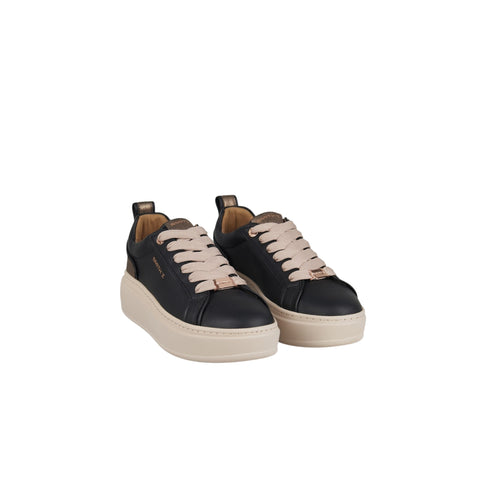 Sneakers Donna in pelle, con inserto a contrasto sul tallone